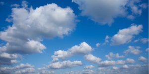Clouds in a blue sky.
